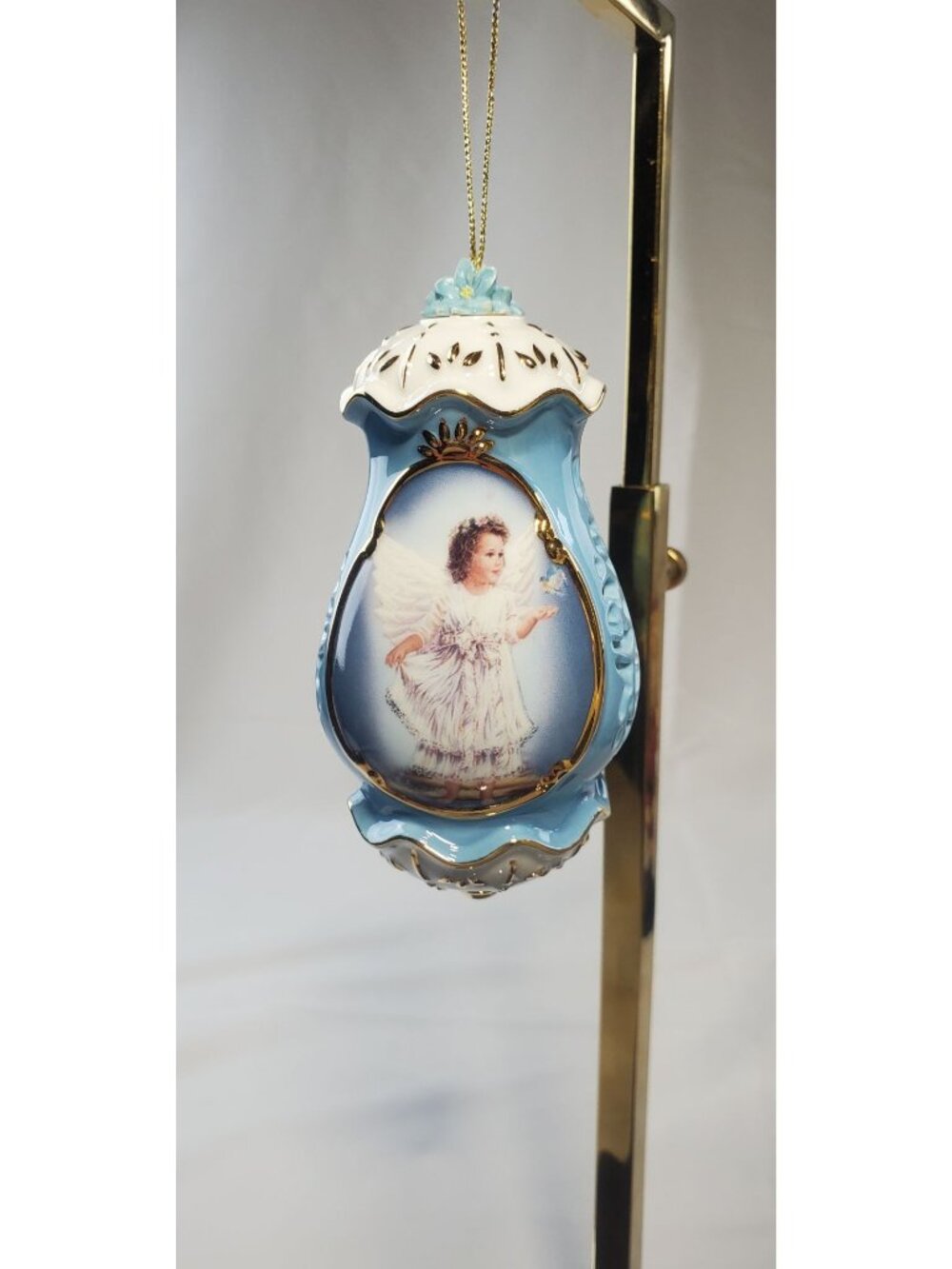 Vintage Bradford Exchange Baby Guardian Angel Christmas Ornament Hanging Set 2